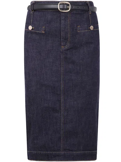 Self-portrait Indigo Denim Midi Skirt