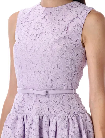 Self-portrait Sleeveless Lace Cotton Blend Mini Dress In Purple