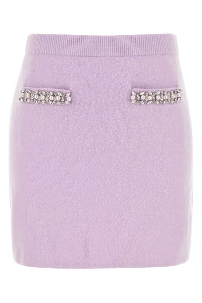 Self-portrait Self Portrait Lilac Stretch Viscose Blend Mini Skirt