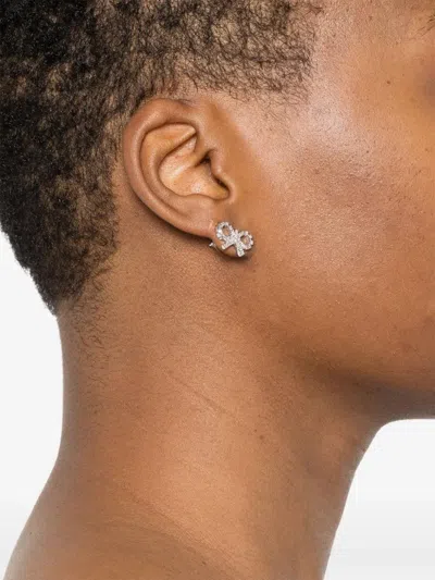 Self-portrait Micro Bow Earrings In Metallic