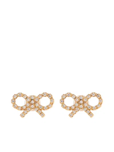 Self-portrait Embellished Bow Earrings In Gold