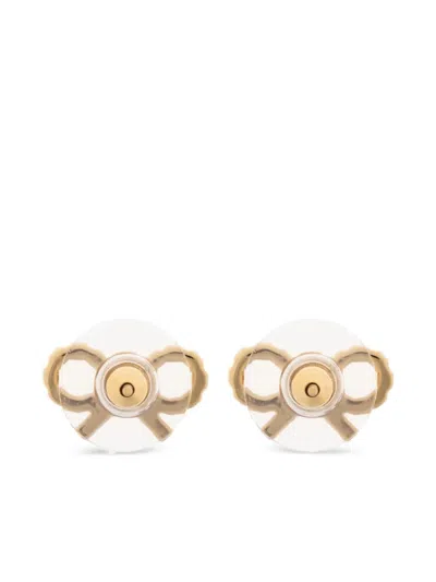 Self-portrait Embellished Bow Earrings In Gold
