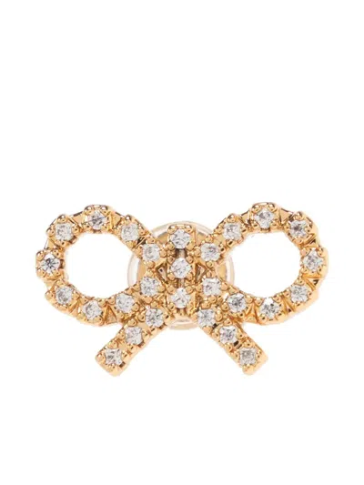 Self-portrait Embellished Bow Earrings In Gold