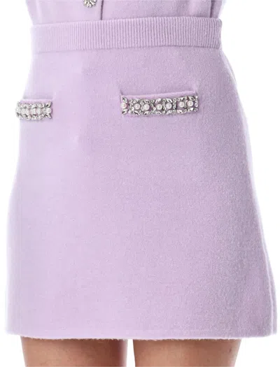 Self-portrait Self Portrait Lilac Stretch Viscose Blend Mini Skirt