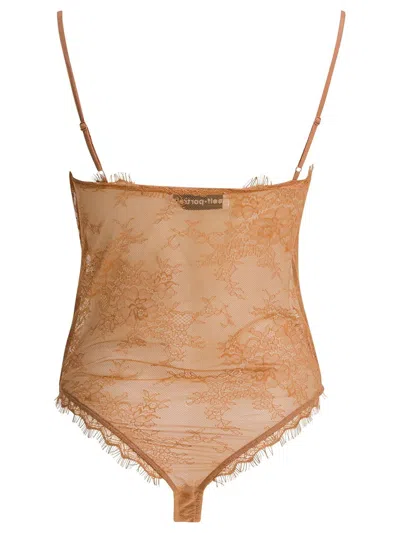 Self-portrait Orange Stretch Lace Bodysuit