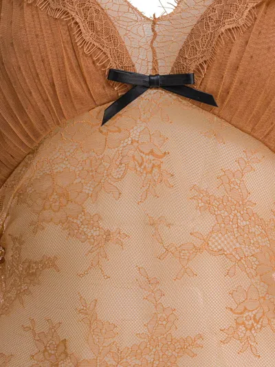 Self-portrait Orange Stretch Lace Bodysuit