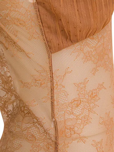 Self-portrait Orange Stretch Lace Bodysuit