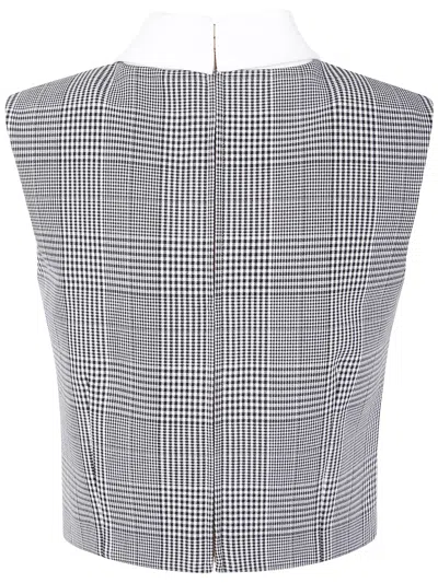 Self-portrait Prince Of Wales Check Top In Gray