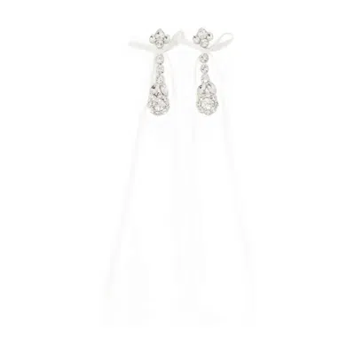 Simone Rocha Victorian Bow Ribbon Drip Earrings In White