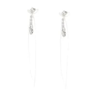 Simone Rocha Victorian Bow Ribbon Drip Earrings In White