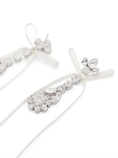 Simone Rocha Victorian Bow Ribbon Drip Earrings In White