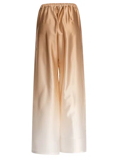 Sleep No More Beige Silk Trousers With Ombre Effect In Brown