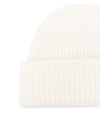 Soft Goat Cashmere Ribbed Beanie In White