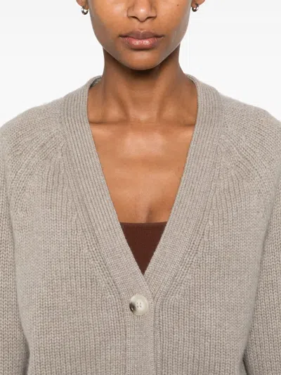 Soft Goat Cashmere V-necked Cardigan In Gray