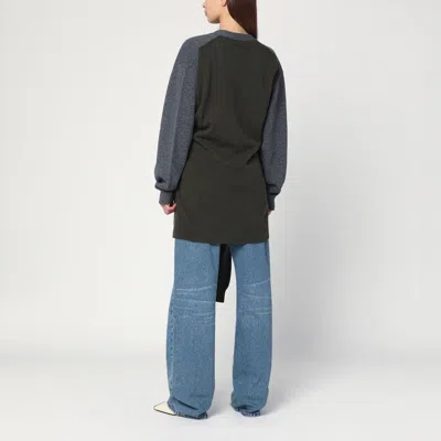 Stella Mccartney Grey/dark Green Cardigan With Crossed Sleeves