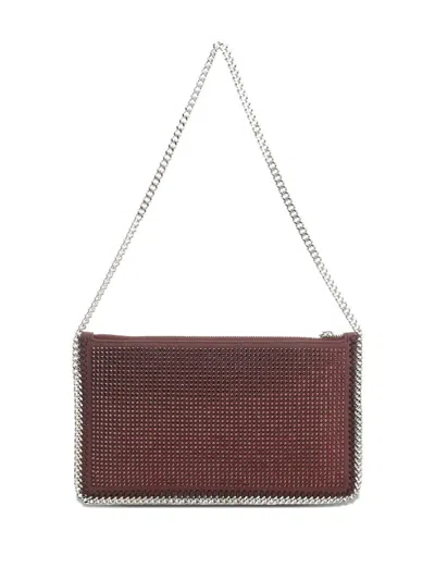 Stella Mccartney Falabella Pochette Accessoire Crystal Hotfix On Alter Suede Shoulder Bags Bordeaux