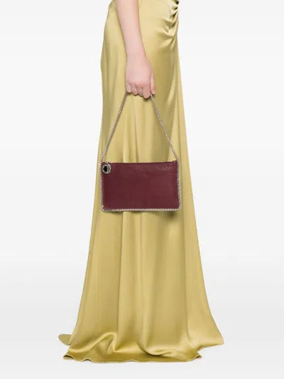 Stella Mccartney Falabella Plum Coloured Clutched Shoulder Bag Women In Burgundy