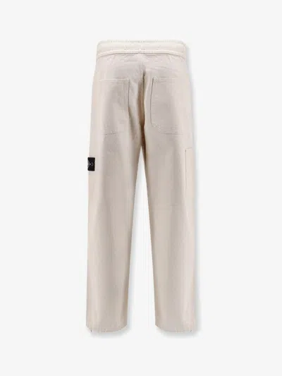 Stone Island Elastic Waist Casual Pants In White