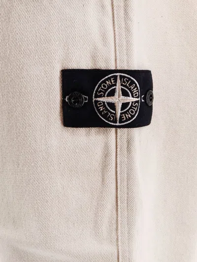 Stone Island Elastic Waist Casual Pants In White