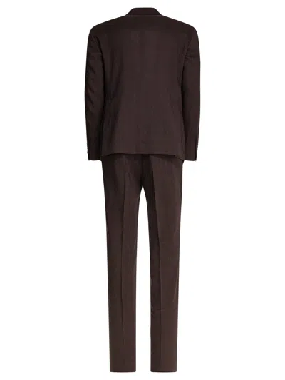 Tagliatore Patch-pocket Single-breasted Suit In Brown