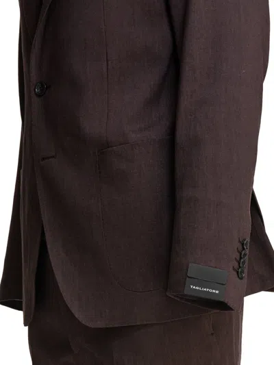 Tagliatore Patch-pocket Single-breasted Suit In Brown