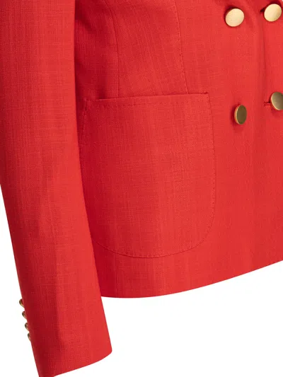 Tagliatore J-coral Double-breasted Blazer In Viscose In Red