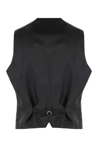 Tagliatore Wool Vest With Adjustable Buckle Strap In Black