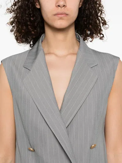 Tagliatore Tailored Grey Sleeveless Blazer With Gold-tone Buttons