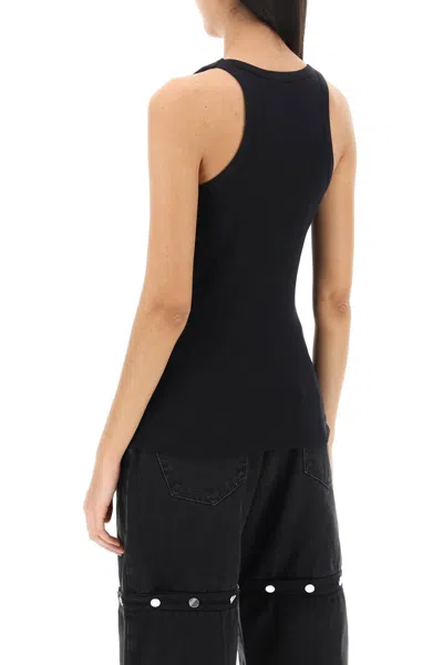 Attico Ribbed Knit Cotton Tank Top In Black