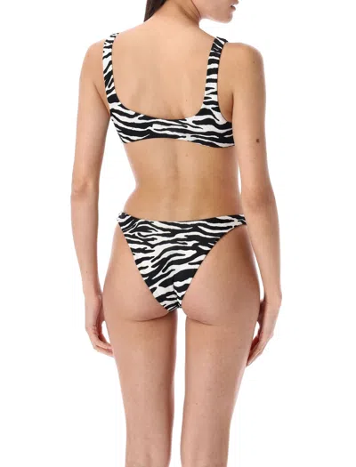 Attico Two-piece Zebra Bikini In Black/white