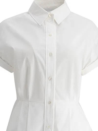 Theloom Crisp White Midi Dress With Classic Shirt Collar In White