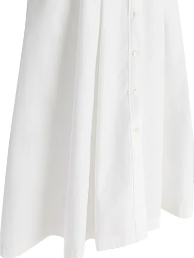 Theloom Crisp White Midi Dress With Classic Shirt Collar In White