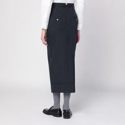 Thom Browne Navy Blue Pinstriped Pencil Skirt