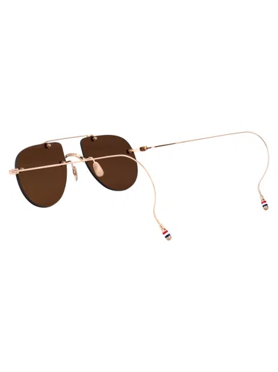 Thom Browne 12k Gold Plate Titanium Titanium Sunglasses In Brown