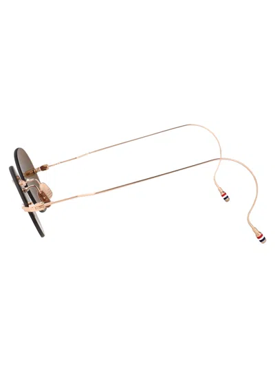 Thom Browne 12k Gold Plate Titanium Titanium Sunglasses In Brown