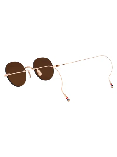 Thom Browne 12k Gold Plate Titanium Titanium Sunglasses In Brown