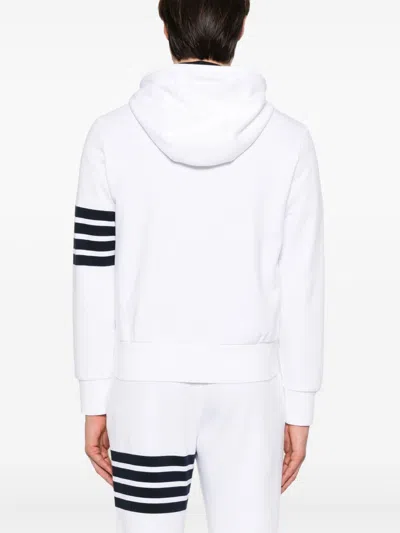 Thom Browne Slim-fit Striped Loopback Cotton-jersey Zip-up Hoodie In White