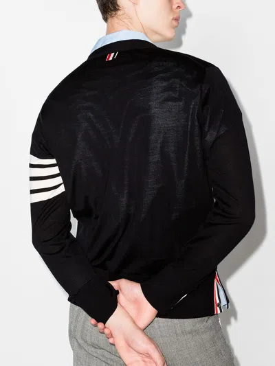 Thom Browne Classic V-neck Cardigan In Fine Merino Wool With 4bar Stripes Clothing In Black