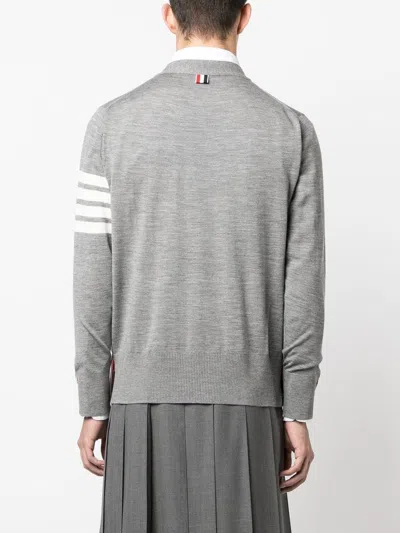 Thom Browne 4bar Wool Cardigan In Gray
