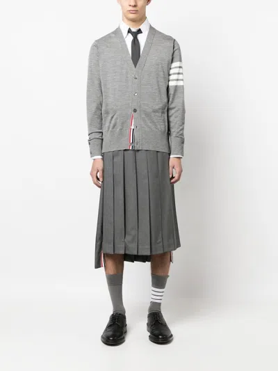 Thom Browne 4bar Wool Cardigan In Gray