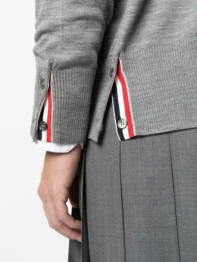 Thom Browne 4bar Wool Cardigan In Gray