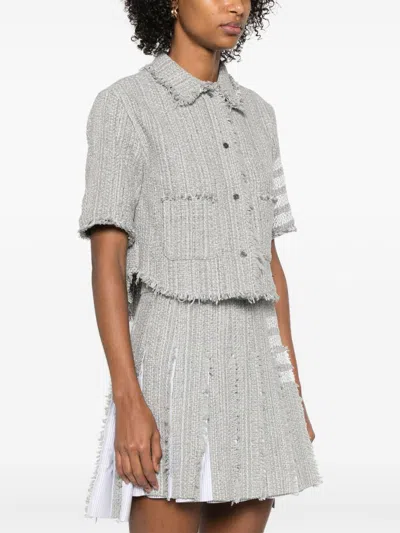 Thom Browne Cotton Blend Shirt In Gray