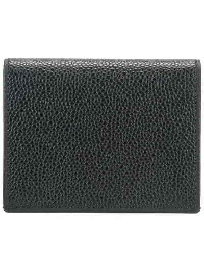 Thom Browne Double Card Holder In Pebble Grain Leather Accessories In Black