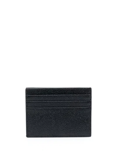 Thom Browne Credit Card Holder In Grained Leather In Black