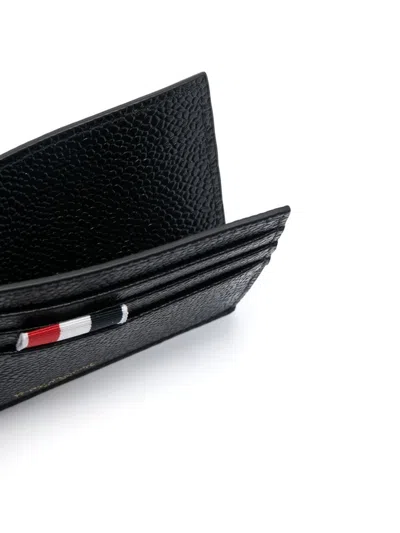 Thom Browne Credit Card Holder In Grained Leather In Black