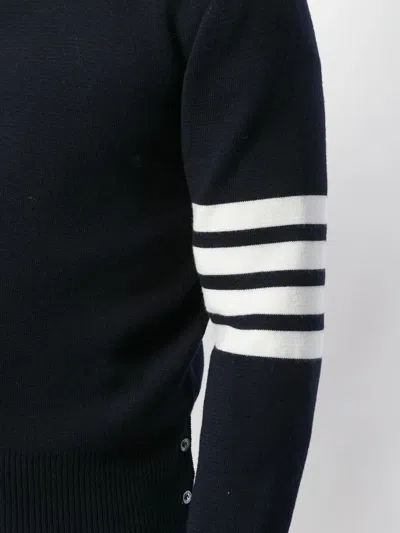 Thom Browne Milano Stitch V Neck Cardigan With 4 Bar In Fine Merino Wool Clothing