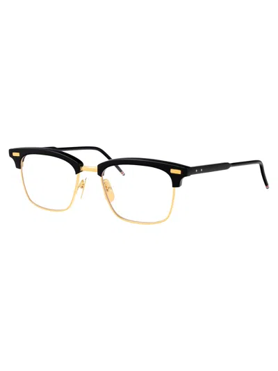 Thom Browne Shiny Black W/ 18k Gold Plate Acetate+titanium Glasses In Black