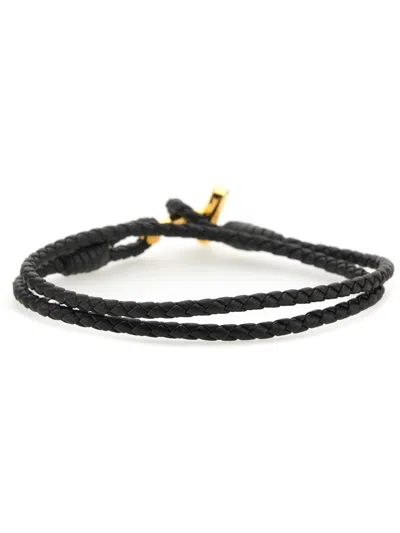 Tom Ford Black Calf Leather Bracelets In Black