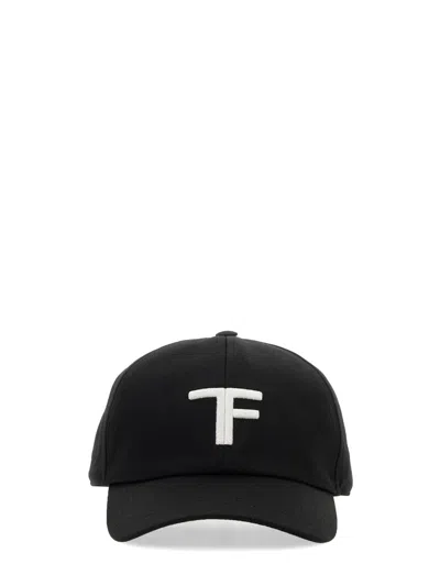 Tom Ford Black Baseball Cap With Logo Embroidery On The Front And Logo Lettering On The Rear In Cotton Man