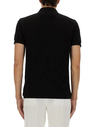 Tom Ford Black Short-sleeves Polo In Cotton Piquet Jersey Man In Black